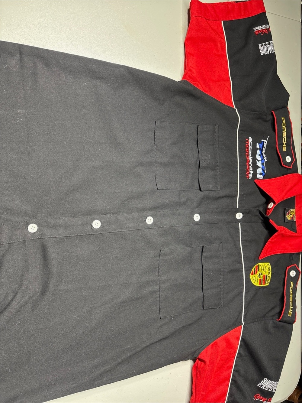 Porsche Racing Work Shirt XL Vintage Embroidered Logos Motorsports Toyo Used